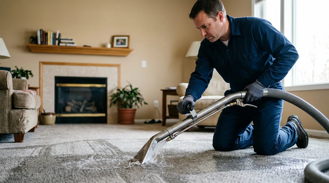 Water damage restoration technician working near Jewell, GA